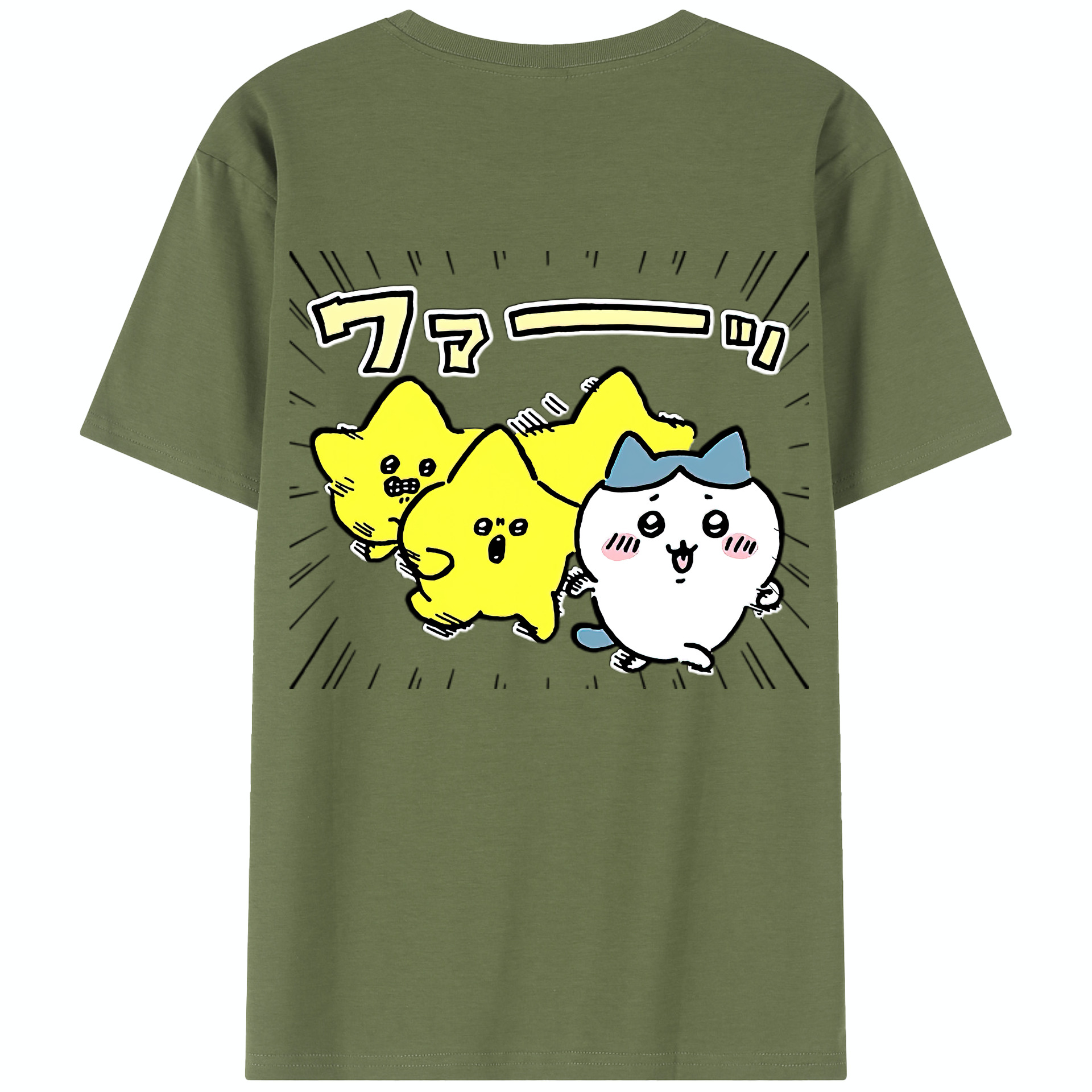 （画像用） ちいかわ 流れ星 Chii-kawa Shooting star 綿100％半袖Tシャツ（背面プリント）